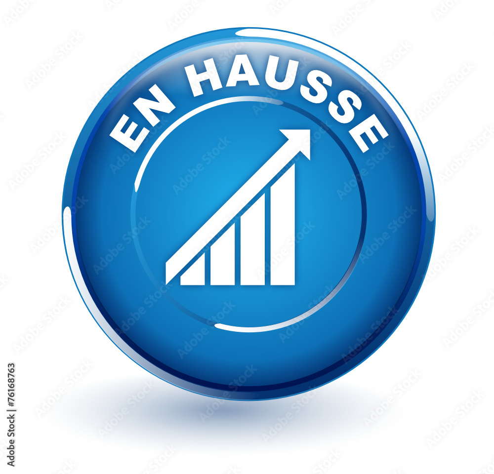 en hausse sur bouton bleu