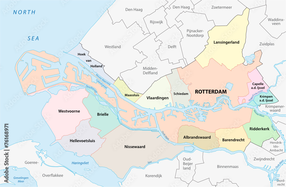 region rotterdam administrative map