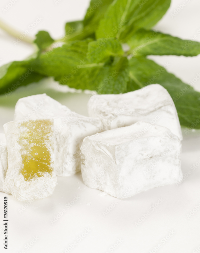 Lukum (Turkish Delight) with mint Lukum (Turkish Delight) with mint