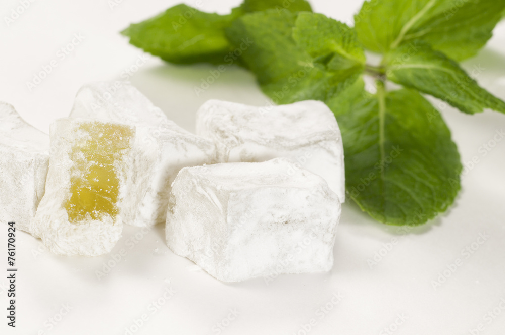 Lukum (Turkish Delight) with mint Lukum (Turkish Delight) with mint