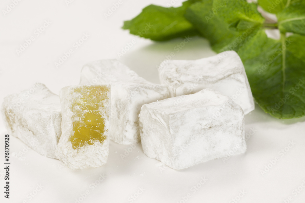 Lukum (Turkish Delight) with mint Lukum (Turkish Delight) with mint