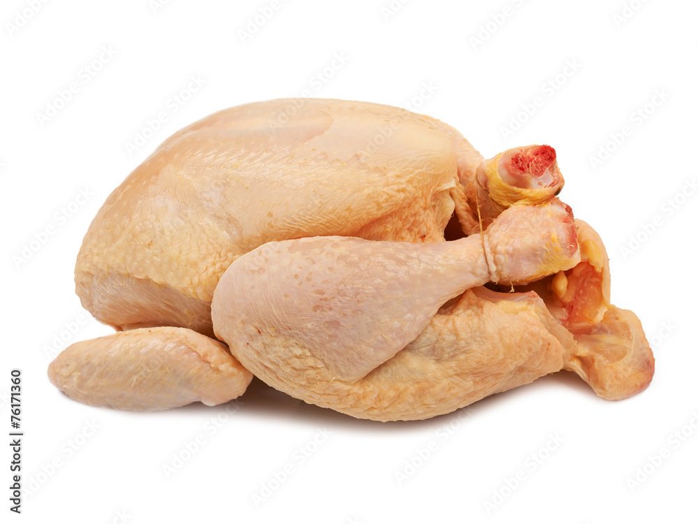 Whole raw chicken isolated on white background Whole raw chicken isolated on white background