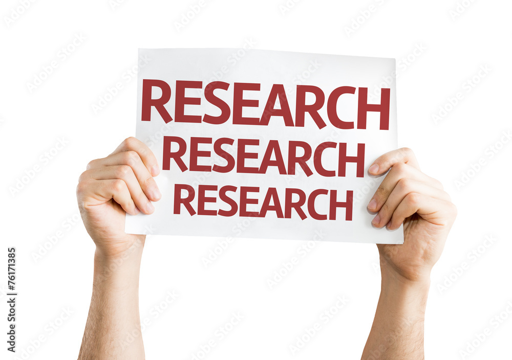 Research card isolated on white background Research card isolated on white background
