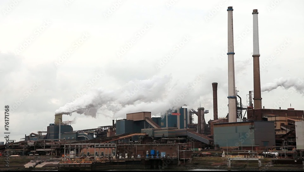 view at heavy steel industry with factory and smoke view at heavy steel industry with factory and smoke