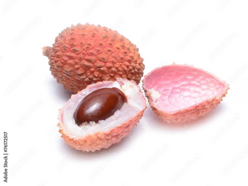 Fresh lychees isolated on white Fresh lychees isolated on white