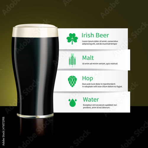 Paper design with ingredients of Irish beer