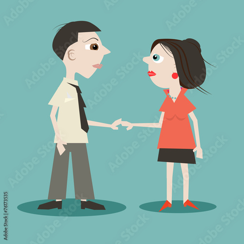 Man and Woman Holding Hands Vector Illustration