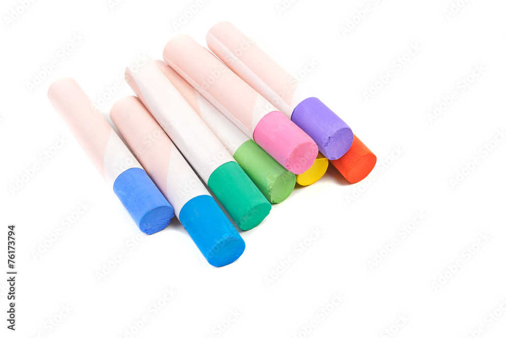 Colorful chalk pastels  isolated on white background