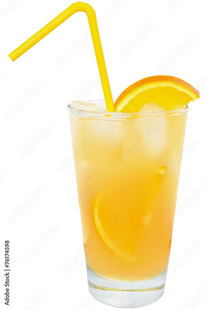 Cocktail with orange juice and ice cube Cocktail with orange juice and ice cube