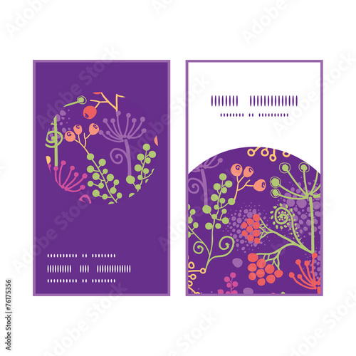 Vector colorful garden plants vertical round frame pattern