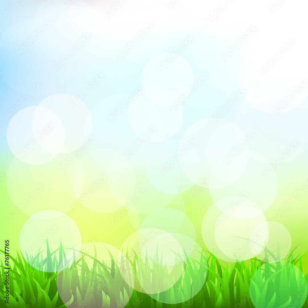 Background with grass and bokeh effect. Vector. 5