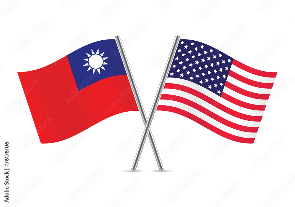 American and Taiwanese flags. Vector illustration. American and Taiwanese flags. Vector illustration.