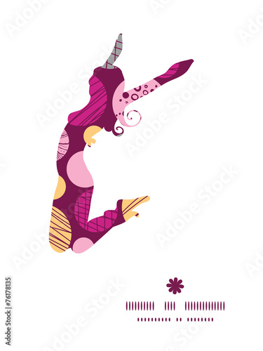 Vector abstract textured bubbles jumping girl silhouette pattern