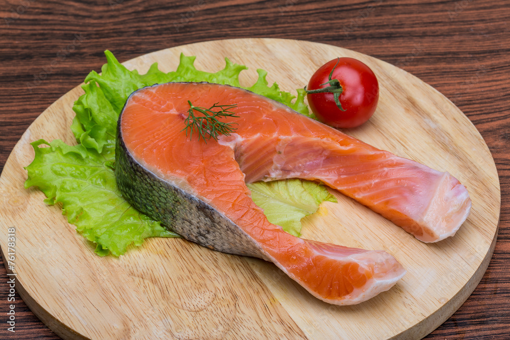 Raw salmon steak Raw salmon steak