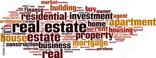 Real estate word cloud concept. Vector illustration