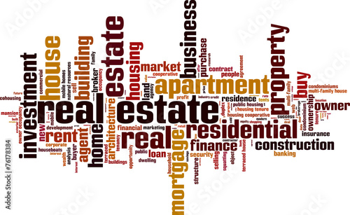Real estate word cloud concept. Vector illustration
