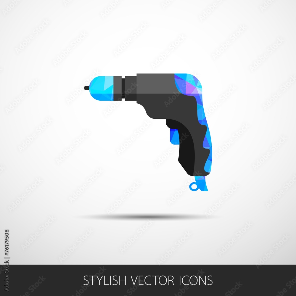 Vector drill in a flat style with long shadow Vector drill in a flat style with long shadow
