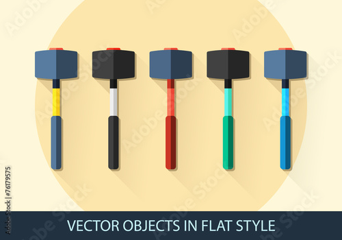 Set of vector sledgehammer in a flat style with shadow.