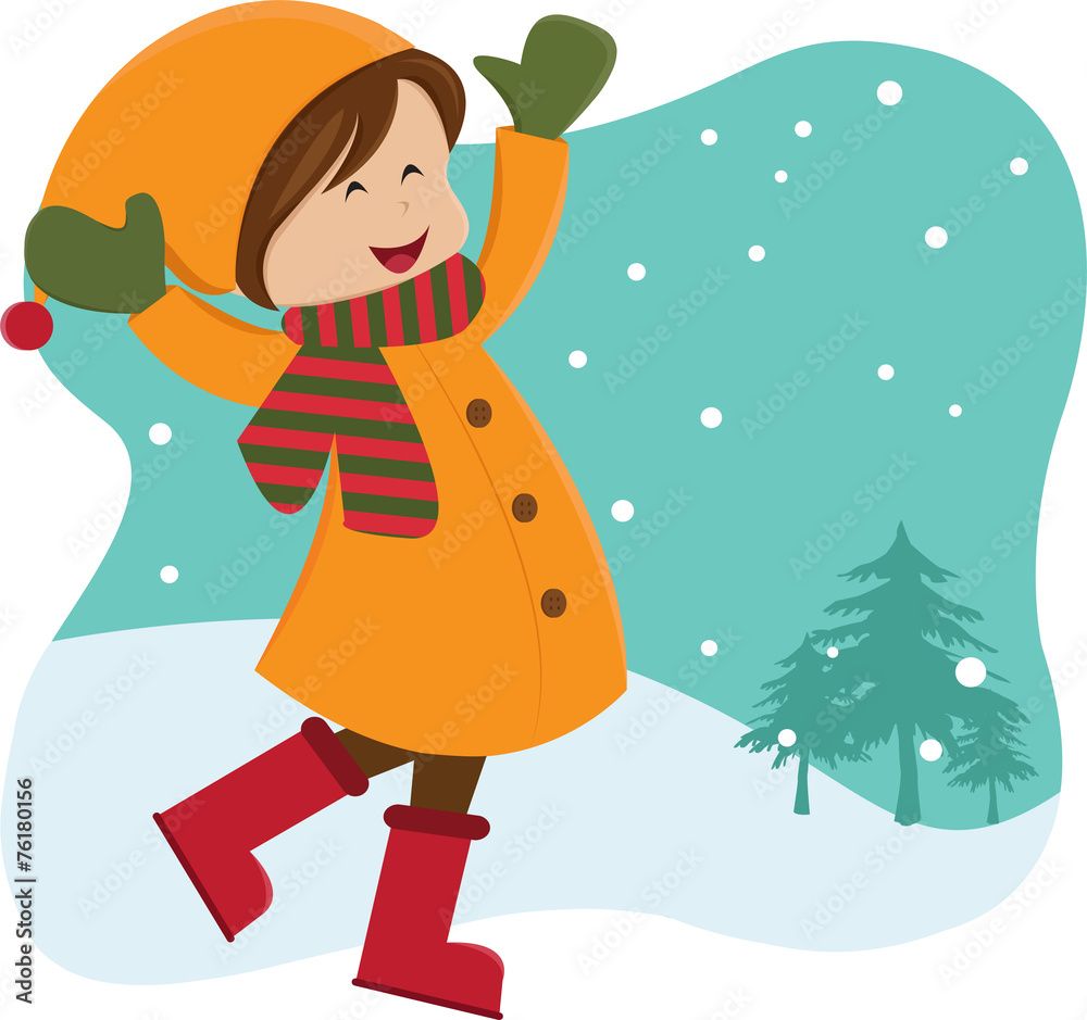 Girl playing outdoor-winter Girl playing outdoor-winter