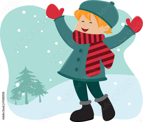 Boy playing outdoor-winter