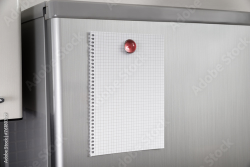 Blank Paper On Refrigerator Door photo