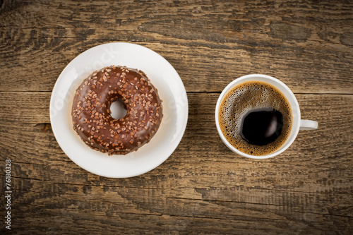 breakfast with donut and coffee