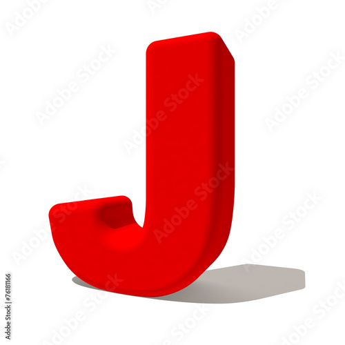 j lettera 3d rossa, isolata su fondo bianco  photo