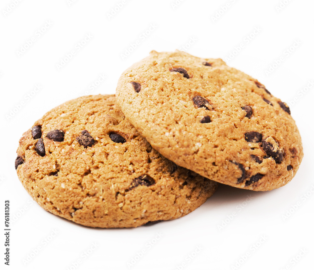 Chocolate chip cookies isolated on white background Chocolate chip cookies isolated on white background