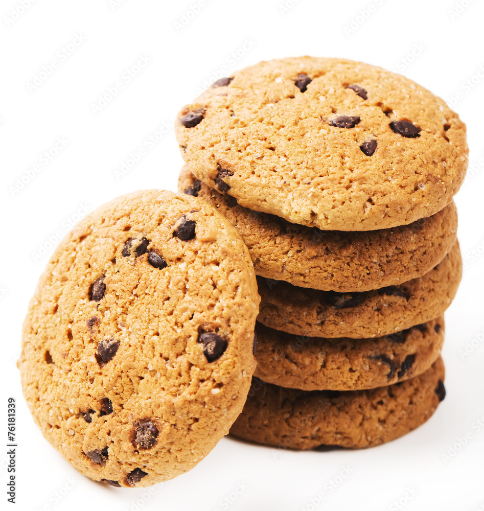 Chocolate chip cookies isolated on white background Chocolate chip cookies isolated on white background