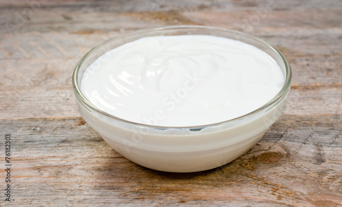 sour cream in a glass bowl