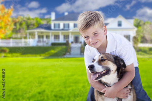 Young Boy and His Dog in Fr...