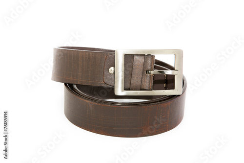 Black men leather belt isolated on white