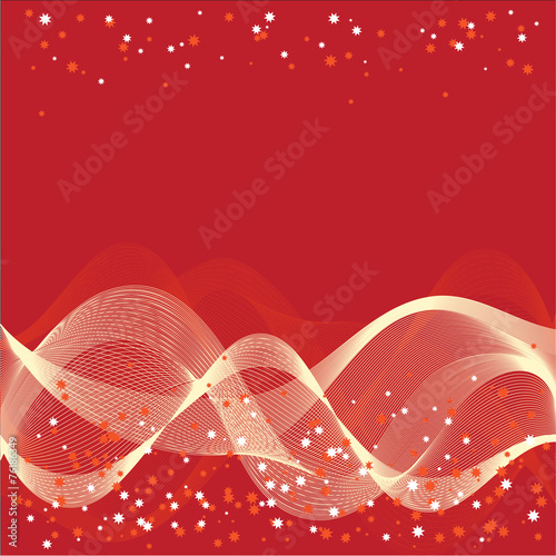 smoky waves on red background - vector illustration