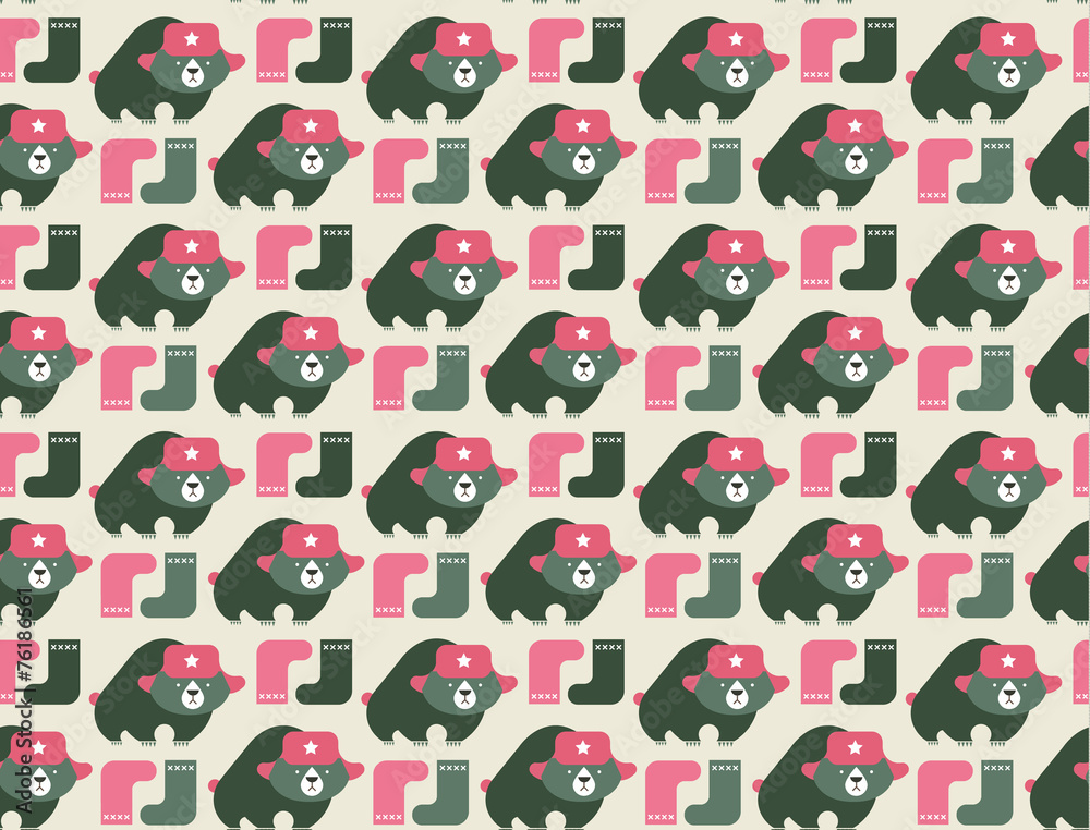 Obraz premium rusian bear seamless pattern