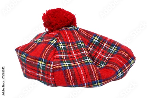 Traditional Scottish Red Tartan Bonnet.
