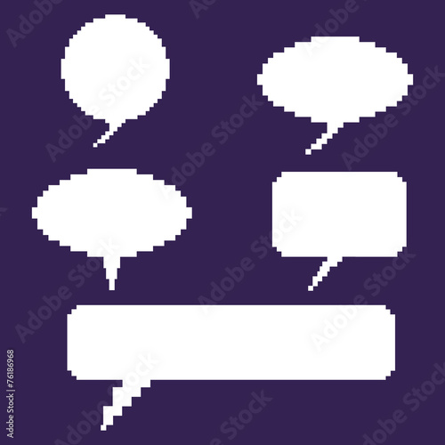 Vector Set of Blank White Pixel Bubbles