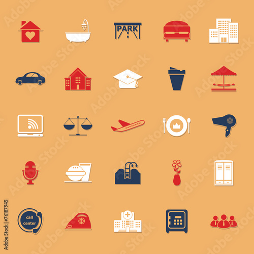 Hospitality business classic color icons with shadow