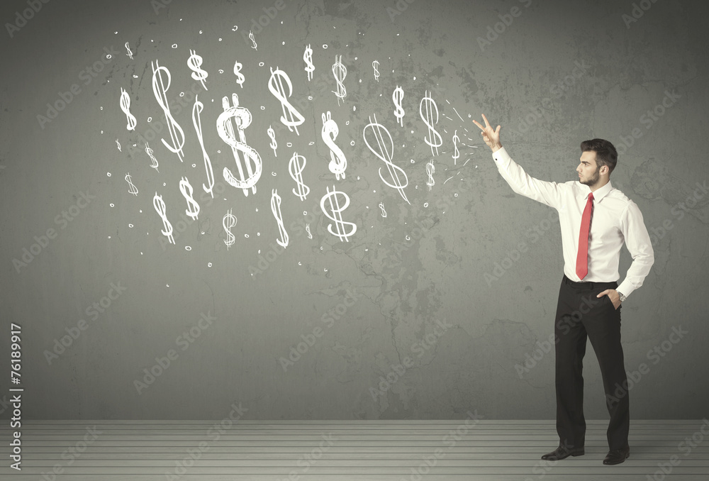 Young business people with hand drawn dollar signs Young business people with hand drawn dollar signs
