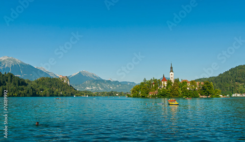 Wallpaper Mural Lake Bled with church and Bled castle, Slovenia Torontodigital.ca