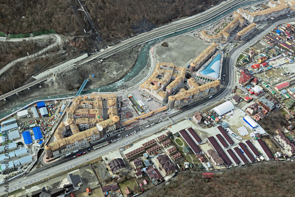 Naklejka premium Krasnaya Polyana, Sochi, top view