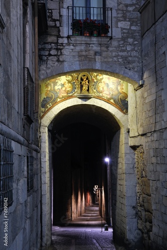 Streets of Girona, Catalonia at night #76190142