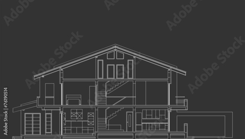 Architectural Vector Of Standard House Section On Blackboard