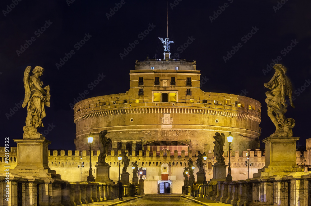 Naklejka premium Ponte and castel Sant'Angelo, Rome