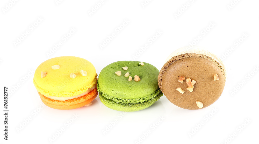 Fototapeta premium colorful macarons isolated on white backrgound