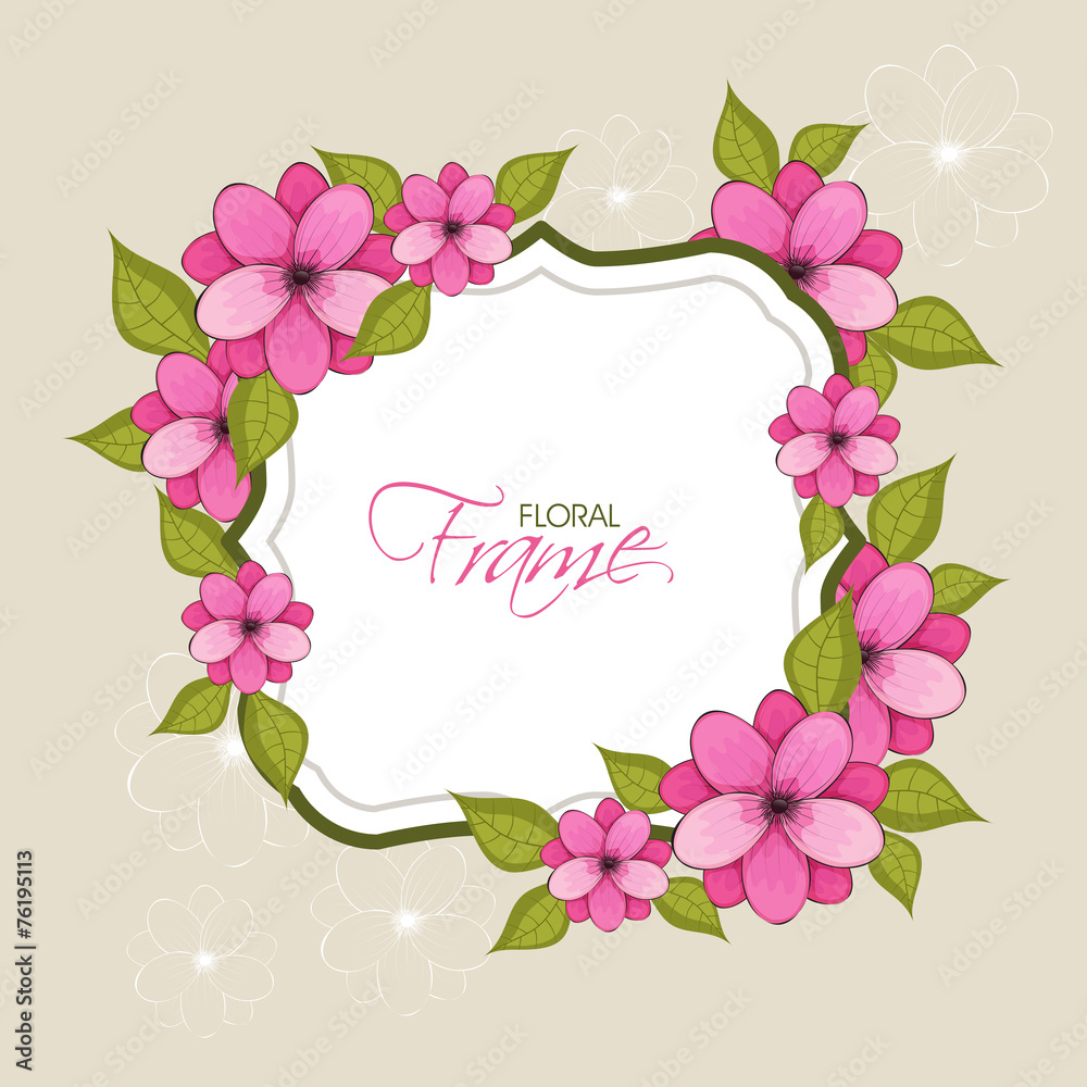 Stylish frame decorated by beautiful pink flowers.