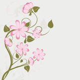 Beautiful pink floral pattern on grey background.
