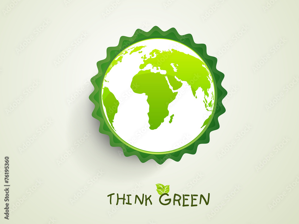 Sticker or label design with earth globe for Save Nature.