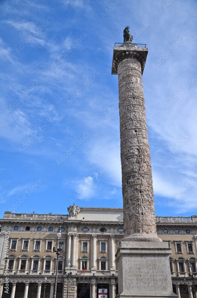 Column of Marcus Aurelius on the Piazza Colonna in Rome