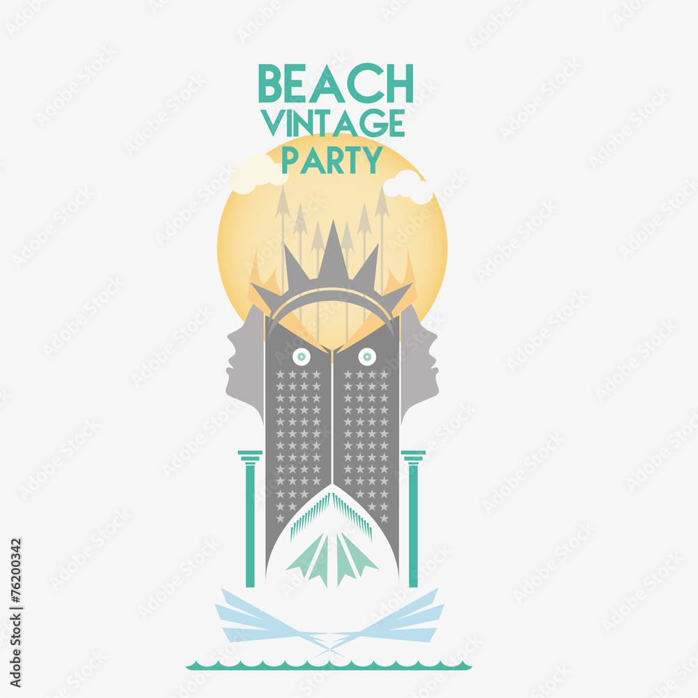 Fototapeta premium icons vintage beach party poster background