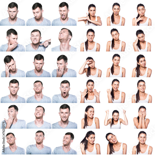 Composite of positive and negative emotions with boy and girl